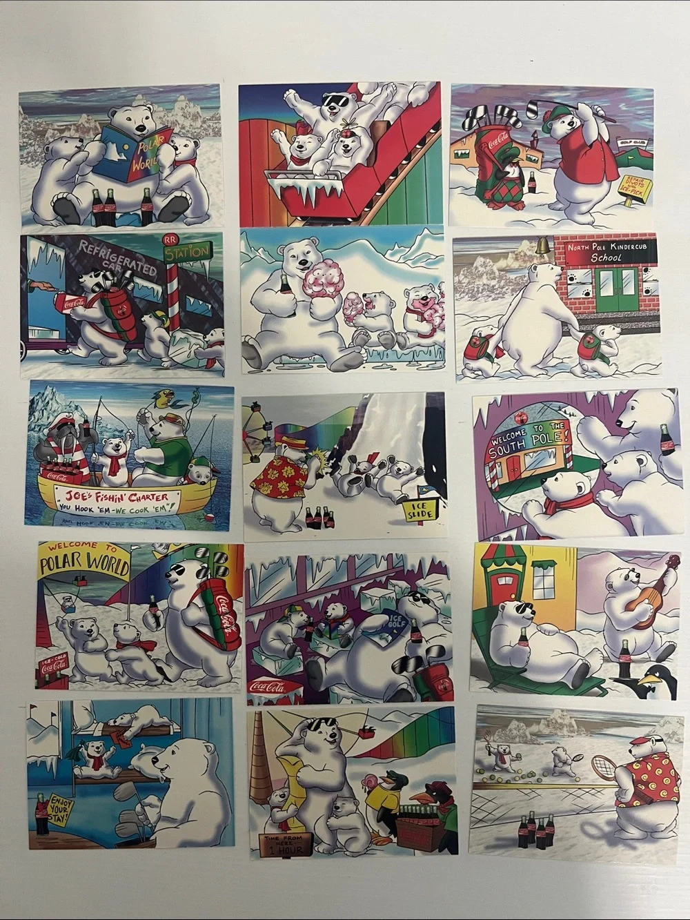 1996 South Pole Vacation Coca Cola Polar Bears Trading Cards (15) - Lot #4